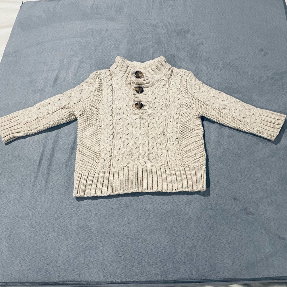 Cat & Jack Creamy White / Beige Cable Knit Sweater SZ 18M